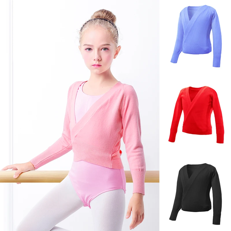 Lente Herfst Wrap Ballet Trui Vesten voor Meisjes Kinderen Zachte Gebreide Dans Maillots Crossover Warme Ballet Jassen
