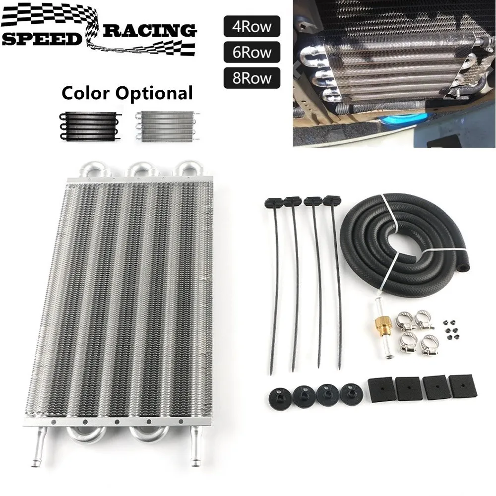 Enfriador de aceite de transmisión remota de aluminio Universal, 4 filas, 6 filas, 8 filas, Kit convertidor de radiador Manual automático, TOC-1001