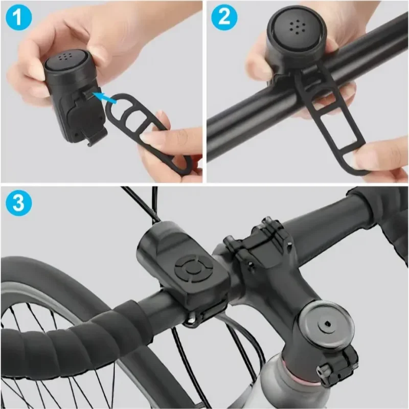 จักรยานกระดิ่งไฟฟ้าจักรยาน USB ชาร์จฮอร์น MTB จักรยานเสือภูเขาคําเตือนความปลอดภัยแหวนกระดิ่งกันน้ําขี่จักรยานอุปกรณ์เสริม