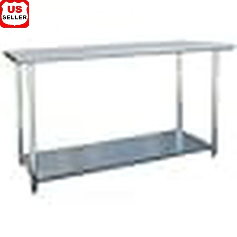 Stainless Steel Work Table 24x60 Inch Heavy Duty Adjustable Shelf Rounded Edges 330 lbs Capacity Easy Clean Durable Design