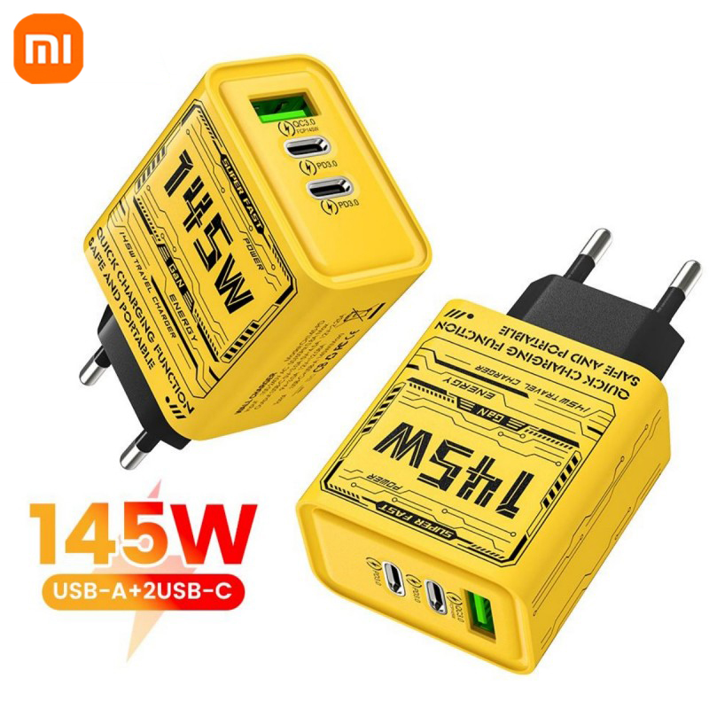 Xiaomi 145W 3 puertos carga ultra rápida tipo C GaN cargador de teléfono USB-C QC 3,0 adaptador de súper carga para Huawei Iphone Samsung