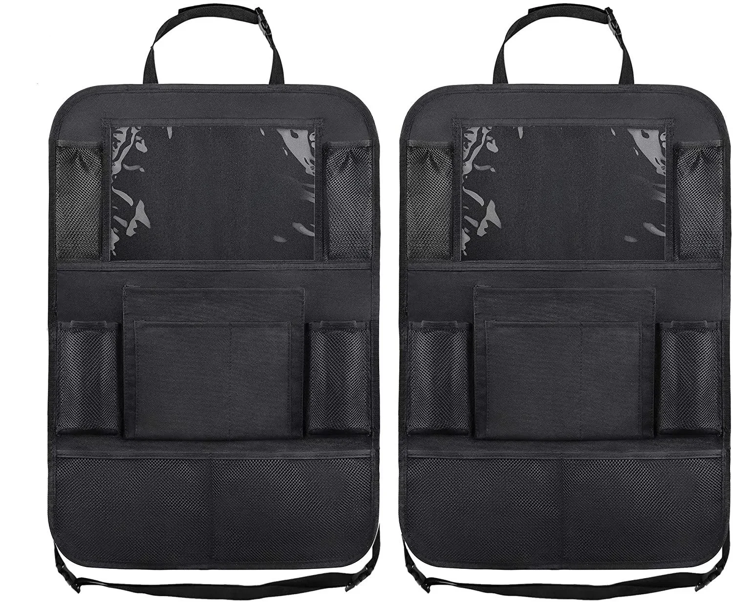 Acessórios para carro de bebê, guarnição para armazenamento de assento de carro infantil, capa traseira à prova de chute, bolsa de armazenamento com tela sensível ao toque, almofada de assento de carro