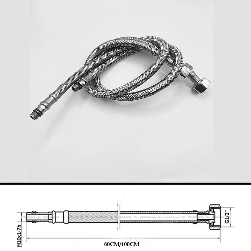 ก๊อกน้ําท่อร้อนเย็นผสมก๊อกน้ําสแตนเลสท่อ G1/2 Calibre ท่อความยาว 60 ซม./100 ซม.