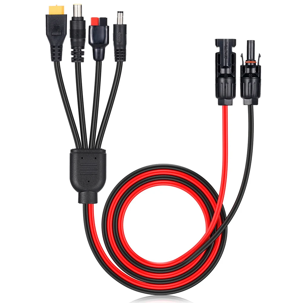 Złącze panelu słonecznego 4 w 1 Przedłużacz XT60 żeński Conn do DC5521 7909 Złącze rozgałęźnika kabla Adapter DC Wtyczka zasilania 12AWG