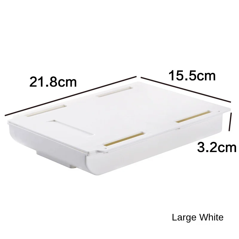 1pc White SelfAdhesive Storage Drawer Box Makeup Pencil Tray Desk Hidden Under Desk Stand Self-adhesive Under-drawer Storage Box