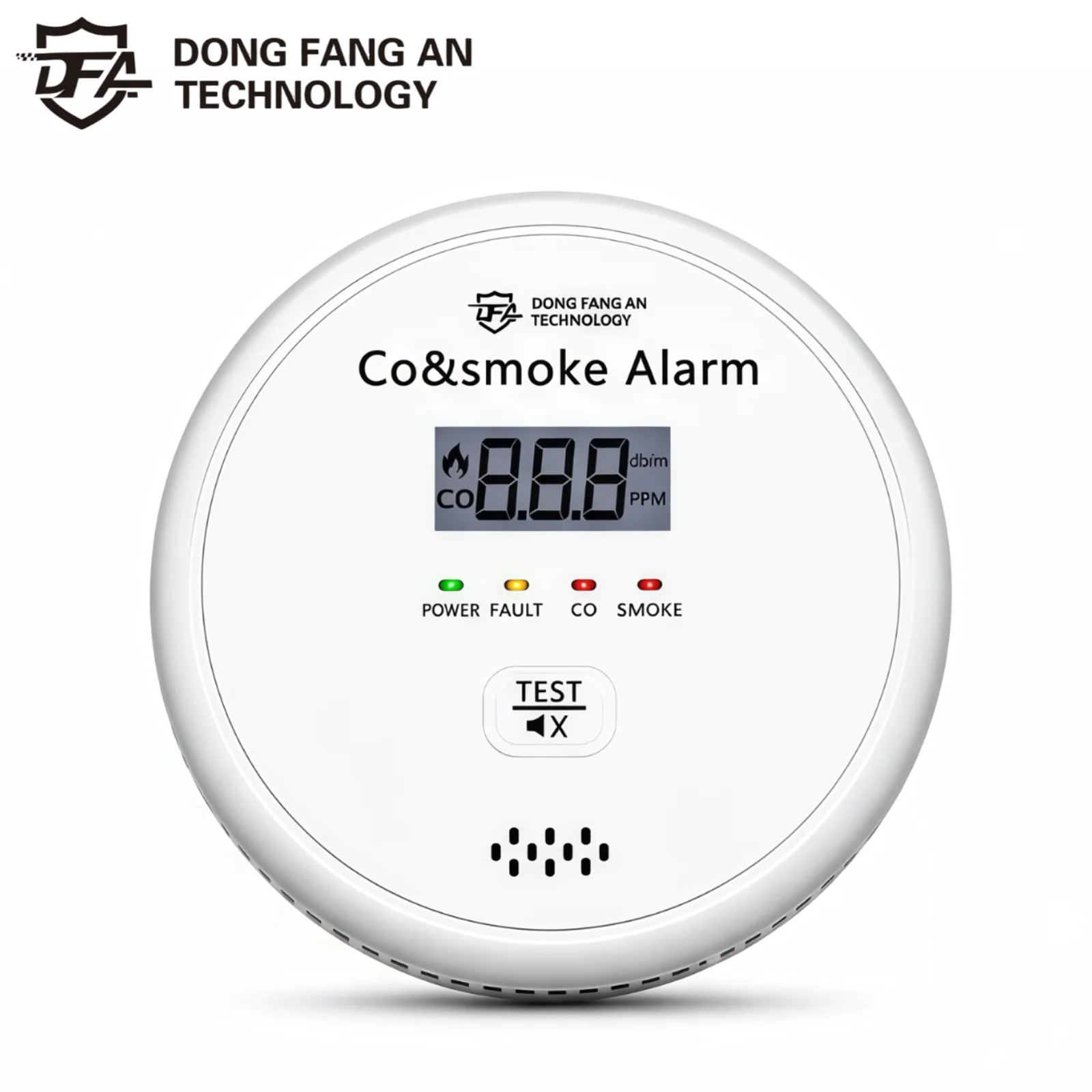 เครื่องตรวจจับควันและก๊าซคาร์บอนมอนอกไซด์ DFA 2 in 1 สำหรับห้องนั่งเล่น ห้องครัว ร้านค้า แจ้งเตือนเหตุเพลิงไหม้ด้วยเสียง 85 เดซิเบล