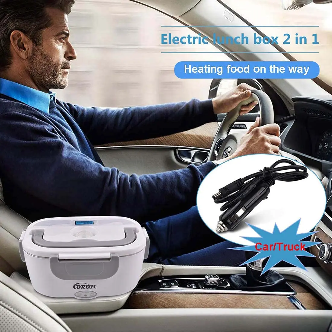 Hộp Cơm Thực Phẩm Giữ Nhiệt 2 Trong 1 Di Động Giữ Ấm Thức Ăn Hộp Cơm Trưa Cho Ô Tô Và Nhà-rò Rỉ Chứng Minh, 2 Ngăn