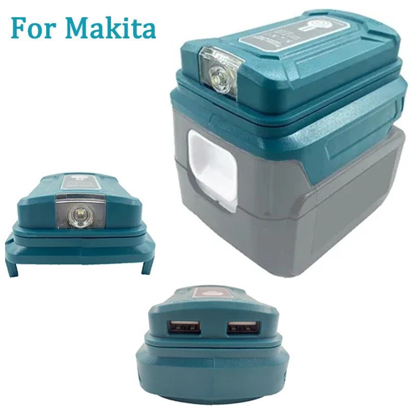 Adaptador de batería, luz LED de trabajo para Makita/HongSong/Lomvum, batería de litio de 14,4 V/18V, Banco de energía portátil con puerto USB Dual