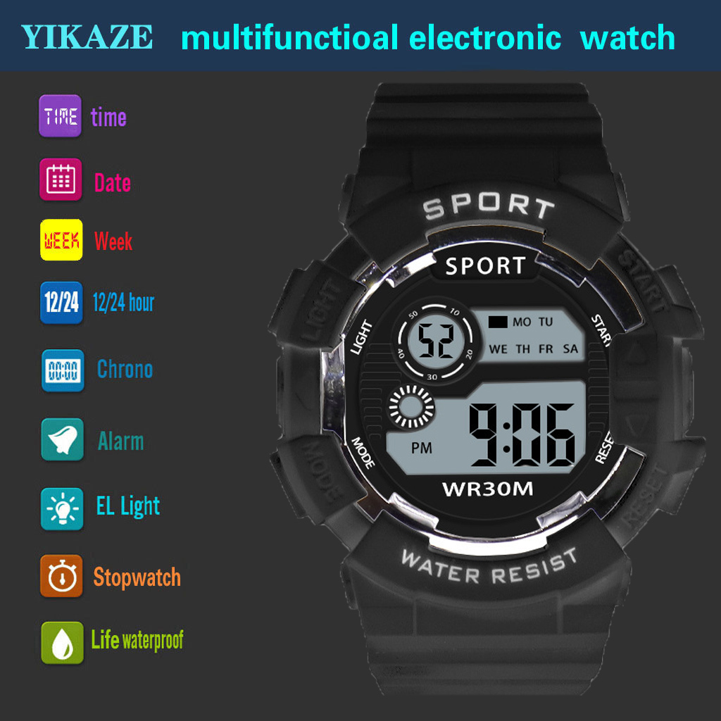 Moda crianças relógios luminosos à prova dwaterproof água esportes relógio digital despertador relógios meninos meninas estudante relógio eletrônico inteligente presente