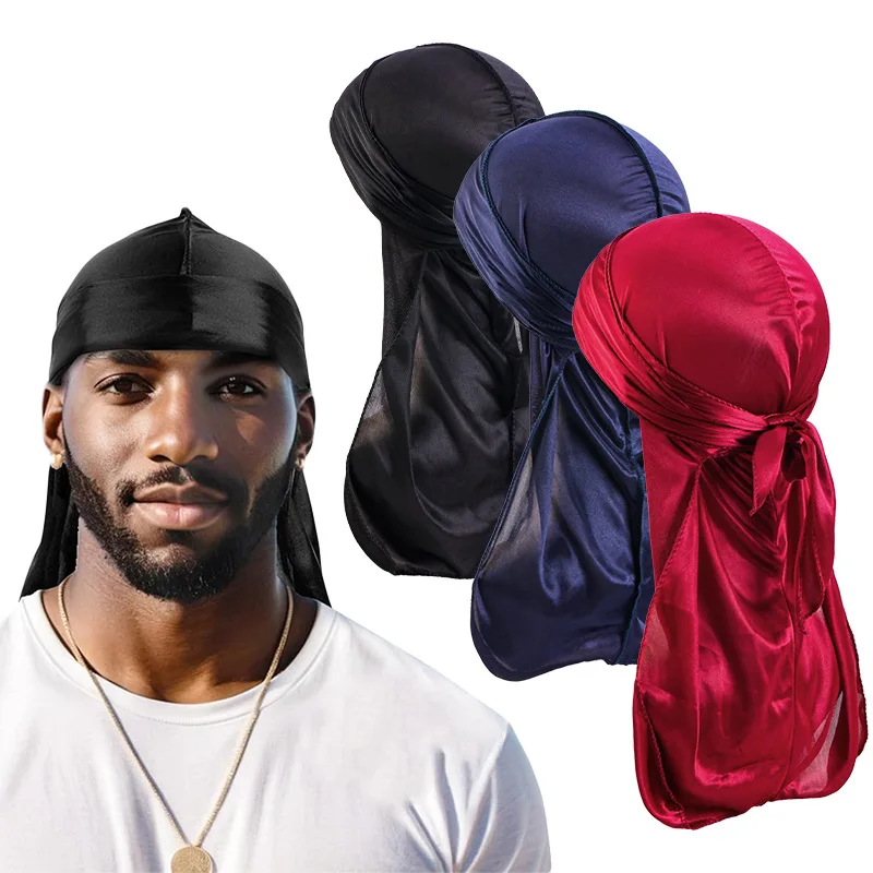 Chapéu de lenço de cauda longa de imitação de seda masculina e feminina chapéu de pirata