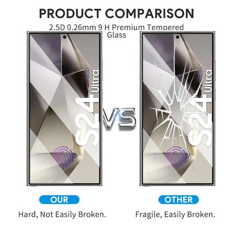 4PCS Tempered Glass For Samsung Galaxy S24 Ultra Full Cover Screen Protector S24 S24+ Plus S25Ultra Fingerprint Unlocking Glass