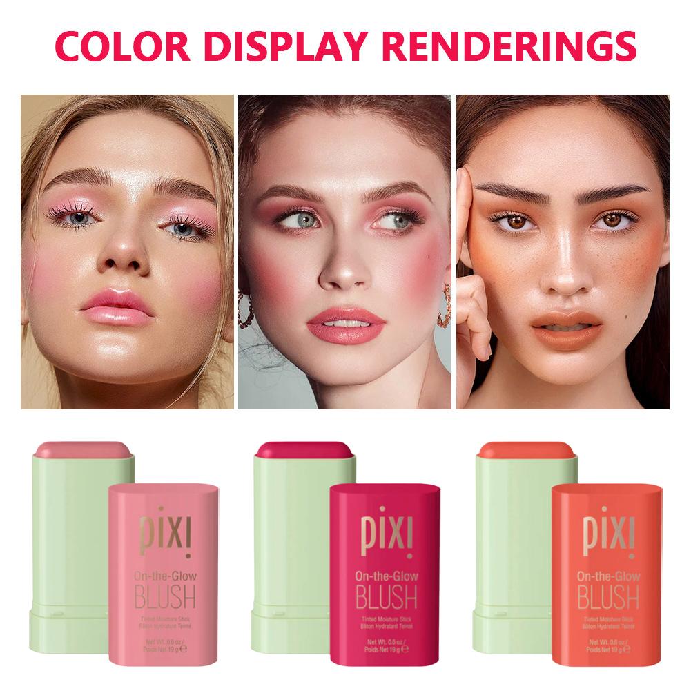 Pixi-rubor en barra 3 en 1, colorete de Color fácil, crema para mejillas, ojos, labios, teñido, resistente al agua, sombra de contorno facial, colorete