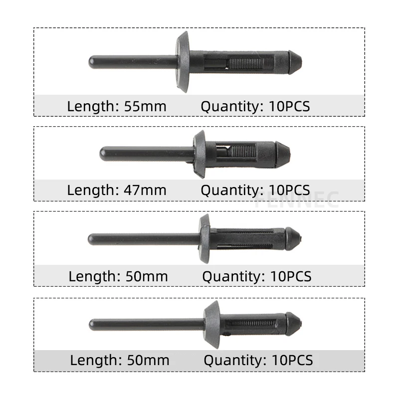 Plastic Rivet Gun Set with 40Pcs Nylon Blind Rivets and 1pcs Hand Riveter Suitable for Fastening Door Panels & Automotive Trim