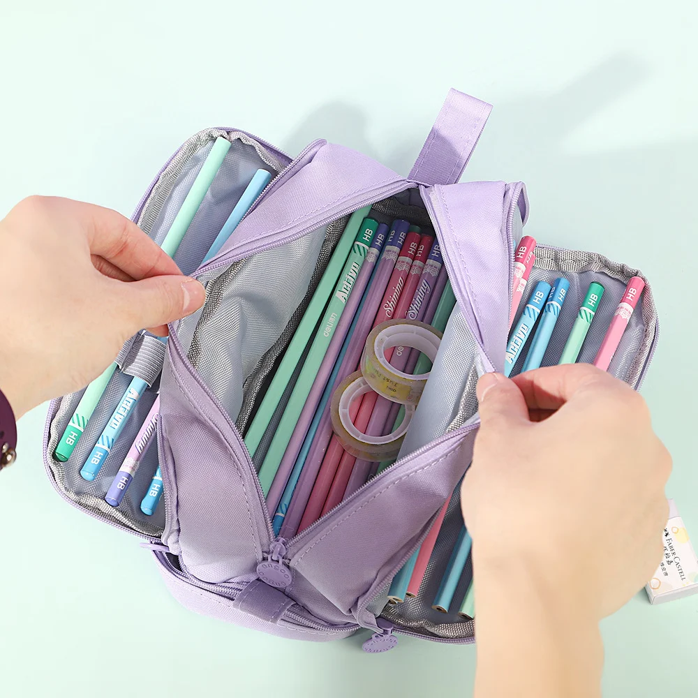 1 Astuccio per matite di grande capacità Astuccio per matite in tessuto Oxford durevole Borsa di stoccaggio portatile Ideale per l'uso scolastico e in ufficio