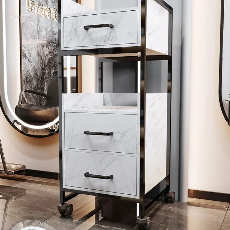 รถเข็นเก็บล้อ Chariot De Service ตัดผมรถเข็นช่างทําผมมืออาชีพ Hairdressing รถเข็น Rolling ถาดสปาช้อปปิ้ง