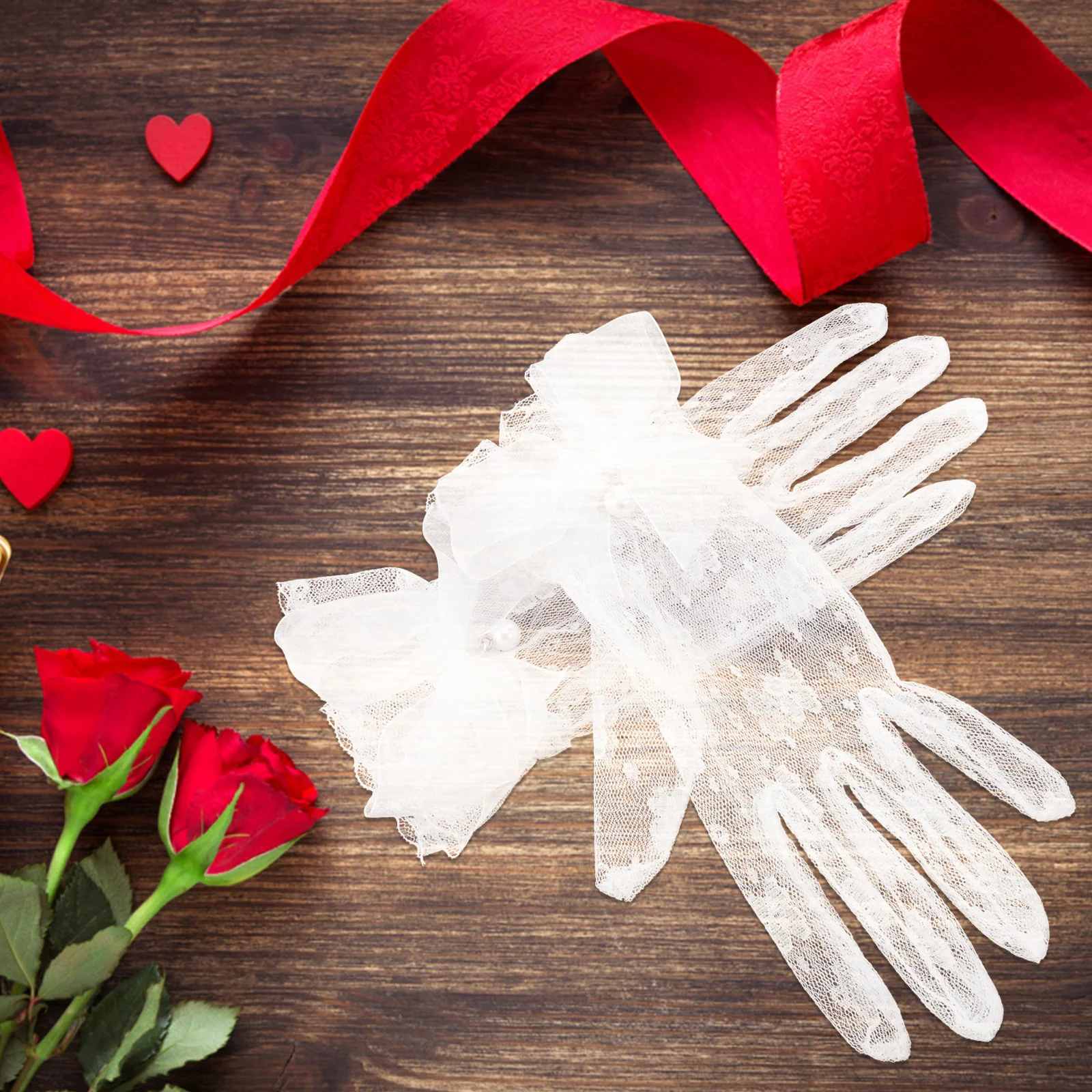2 stuks witte Lolita kanten handschoenen elegante strik korte vingerhandschoenen voor formele theekransje avondevenementen theekransje accessoires
