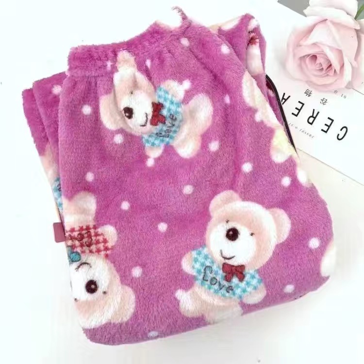 Zimowe ciepłe flanelowe spodnie domowe Cartoon drukowane spodnie od piżamy dla kobiet Y2K śliczne puszyste piżamy Homewear Casual luźna bielizna nocna