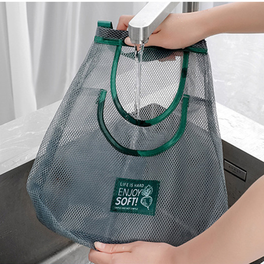 Large Capacity Portable Kitchen Storage Bag Household Vegetable Fruit Mesh Bag Wall Mounted Storage Room Organizer Hanging Bags