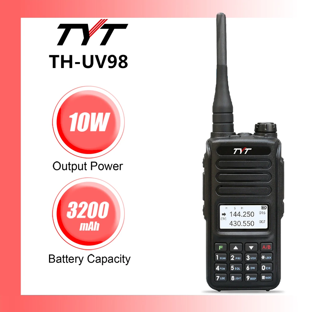 TYT TH-UV98 10W Walkie Talkie 136-174/400-480MHz Dual Band Audio Scrambler FM Handheld Analog Zwei Weg Walkie Talkie Empfänger