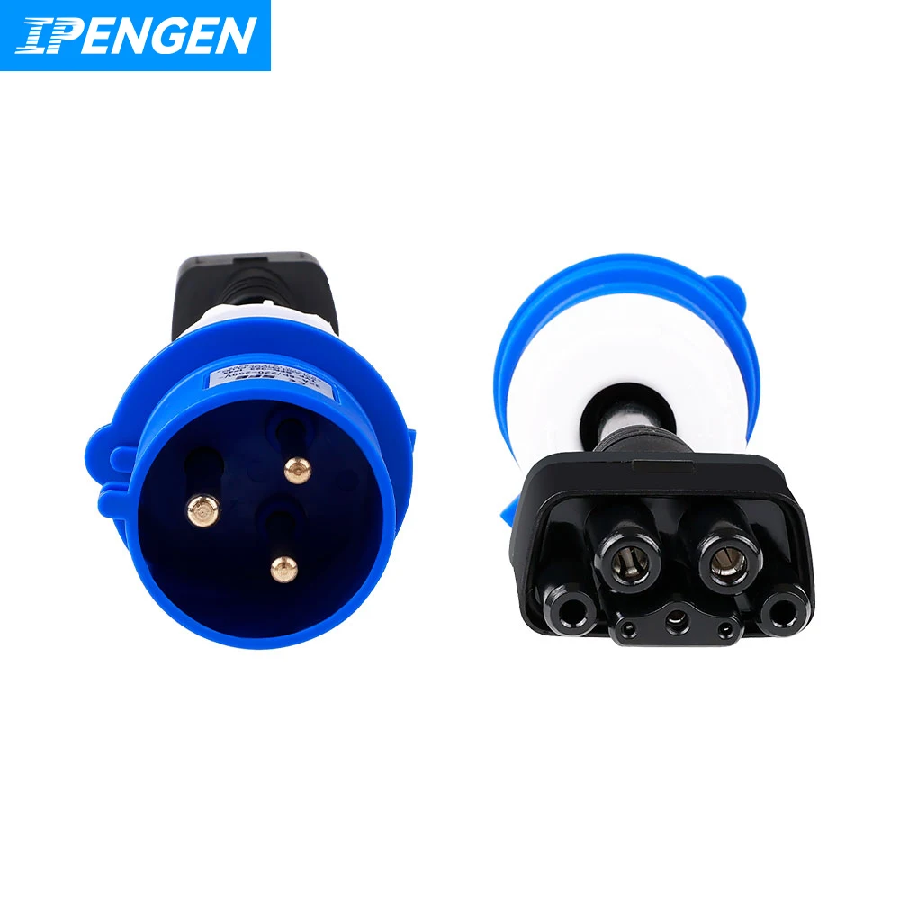 IPENGEN Para Tesla modelo 3 pinos Adaptador CEE Para Tesla modelo X S Y Gen 2 Ev Carregador Cabo de Extensão Conector 240V Tomada 32A 10 polegadas