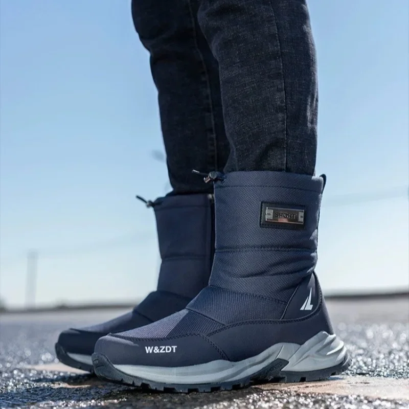 Botas de invierno para Hombre, Botas de plataforma informales a la moda para exteriores, Botas de nieve cálidas de felpa para Hombre, zapatos altos de algodón, novedad de 2024