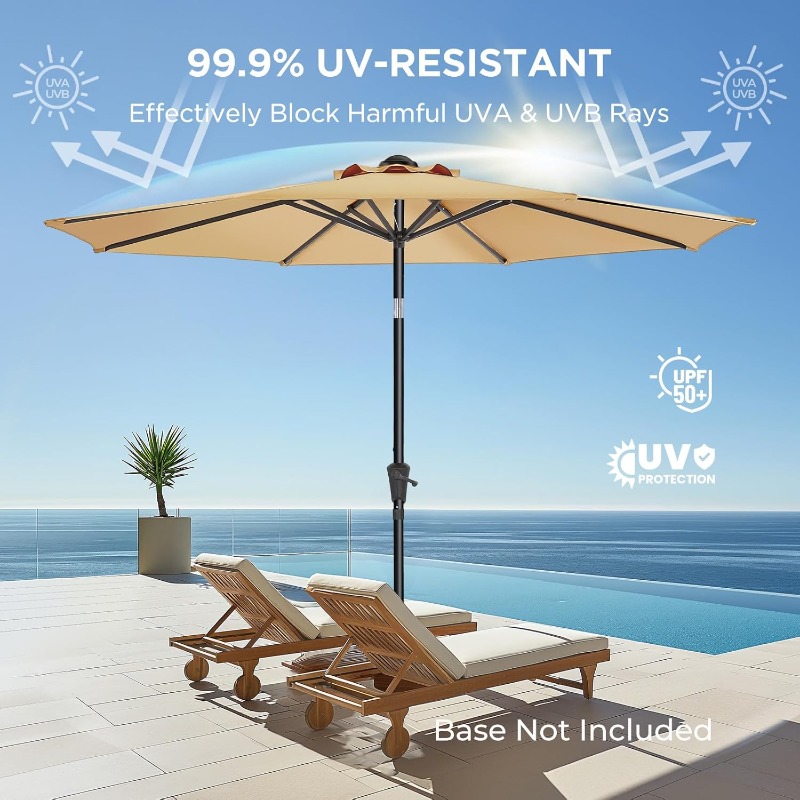 9ft Outdoor Patio Umbrella - Market Table Pool Deck Umbrella UPF50+ UV Protection with Push Button Tilt