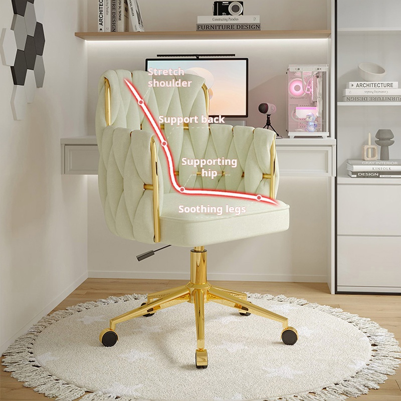 Silla de escritorio de terciopelo de lujo ligera, sillas cómodas para salón de uñas, tocador con respaldo moderno, sillón, muebles para sala de estar