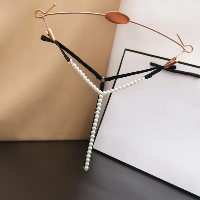 Ropa interior Sexy con cuentas de perlas para mujer, Tanga sin entrepierna en forma de T de cintura baja, lencería erótica Sexy de talla grande, calzoncillos de mujer calientes