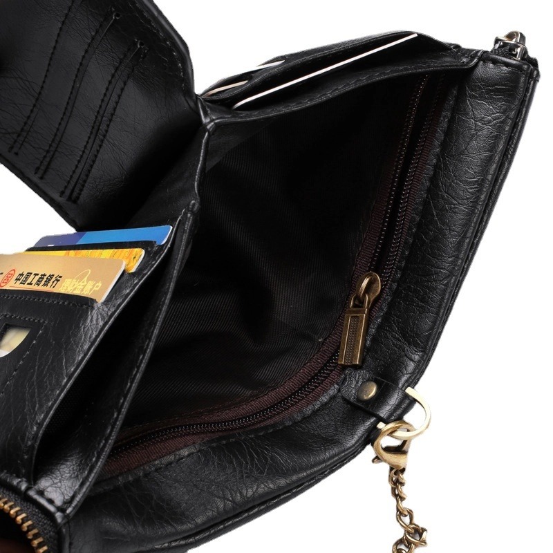 Nuovi portafogli da uomo in pelle PU porta carte di credito corto catena borsa da uomo di marca di lusso portafoglio maschile retrò classico di alta qualità