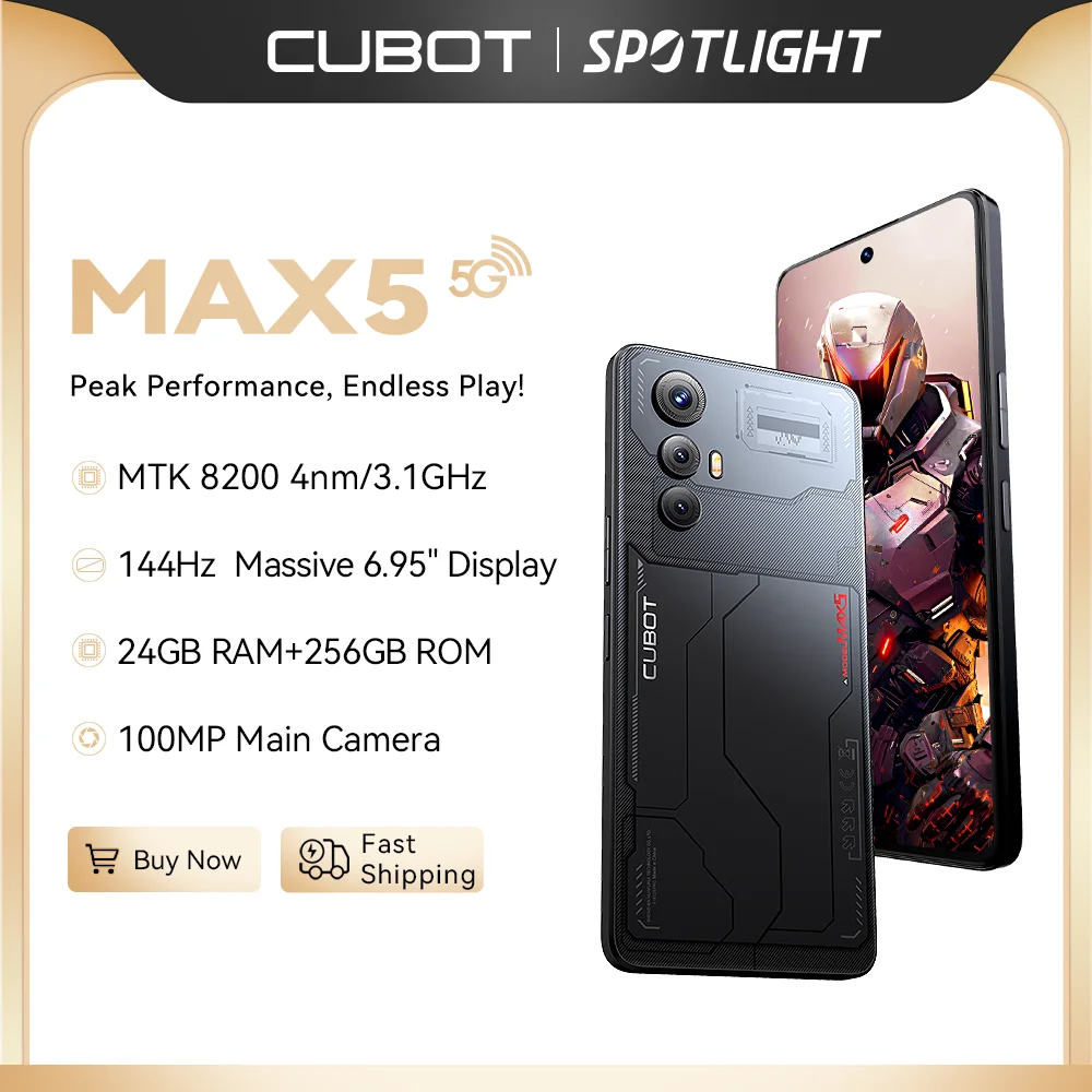 [Estreno mundial] CUBOT MAX 5, Smartphone Android 5G, Dimensidad 8200, Pantalla grande de 6,95" 144 Hz, 24+256 GB, Teléfono para juegos, Agregado al carrito