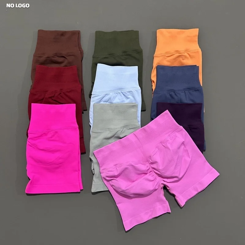 No Logo Women Sports Shorts 4.5‘’ Seamless Yoga Shorts High Stretch Activewear Fitness Running Comfort Workout Gym Leggings