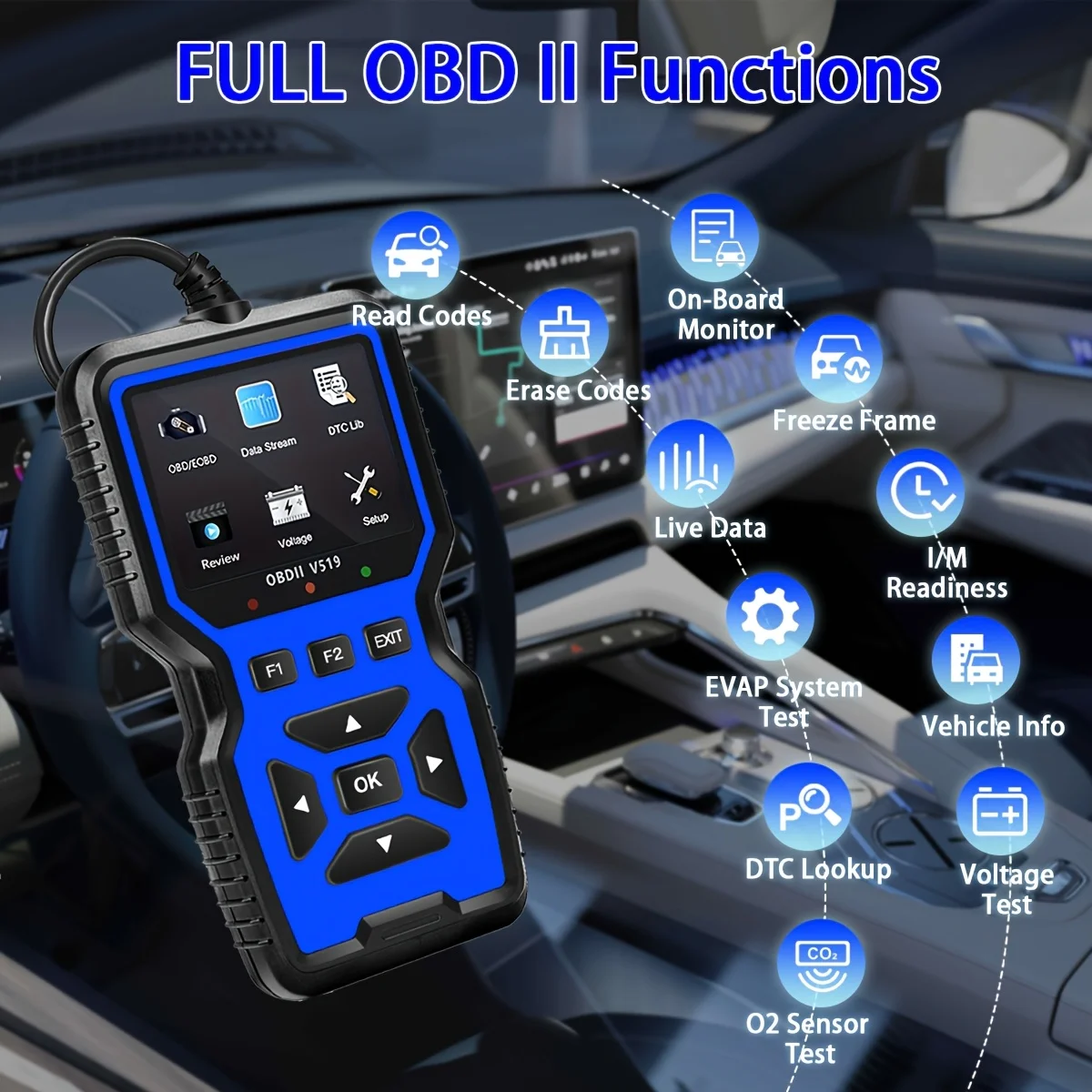 Scanner OBD2 professionnel V519 2024 – outil de diagnostic de données en temps réel alimenté par USB pour vérifier les feux de moteur dans la plupart des voitures