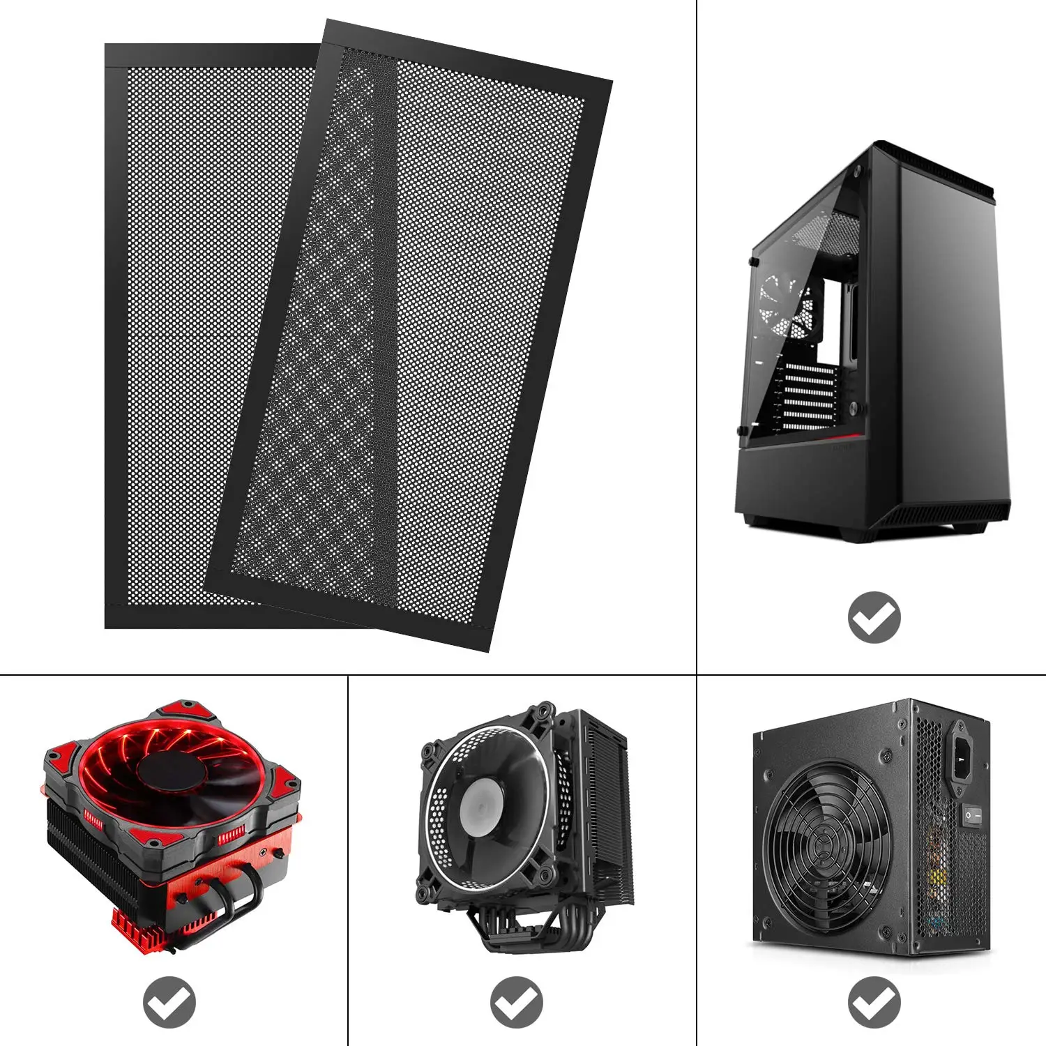 Coolcirc Magnetische Stofdicht PVC Filter Mesh Covers voor 12x12/24/36 cm Computer Case Fan stofdicht Grill Universal Fit