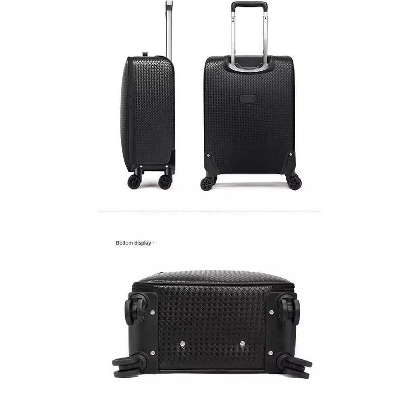 ของแท้หนังรถเข็น 20 นิ้วผู้ชายธุรกิจ Boarding กระเป๋าเดินทาง Universal ล้อกระเป๋า 16 นิ้วรูปแบบทอหนัง