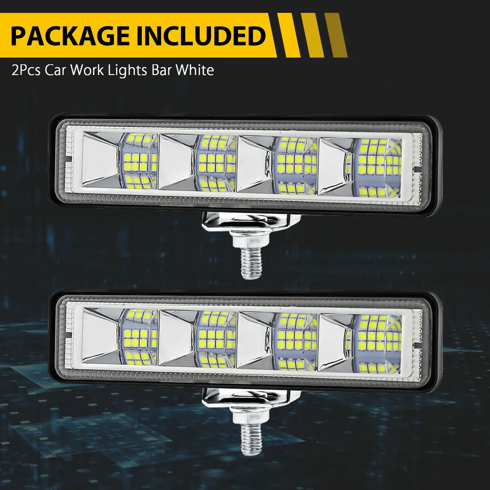 Barra de luz led para trabalho de carro, 2 peças, 72w, 4x4, 24 leds, offroad, suv, atv, trator, barco, caminhões, escavadeira, 12-60v, feixe combinado de led