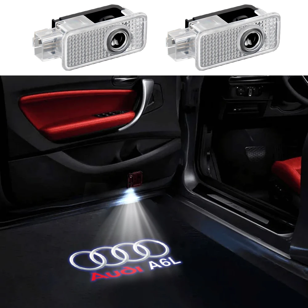 Luz LED de bienvenida para puerta de coche, 2 uds., para AUDI S Line Quattro S3 S4 S5 S6 S7 S8 RS A3 A5 A7 A4L A8L Q3 Q5 Q7 A4 A6L HD, lámpara de proyección
