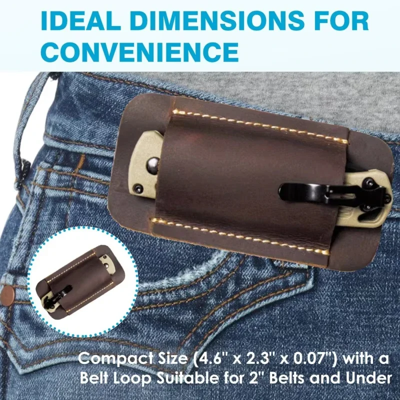 ยุทธวิธีกลางแจ้งหนังมีด Sheaths EDC หนัง Sheath สําหรับมีดพับ Carrier มีดมินิไฟฉายหนัง Holster