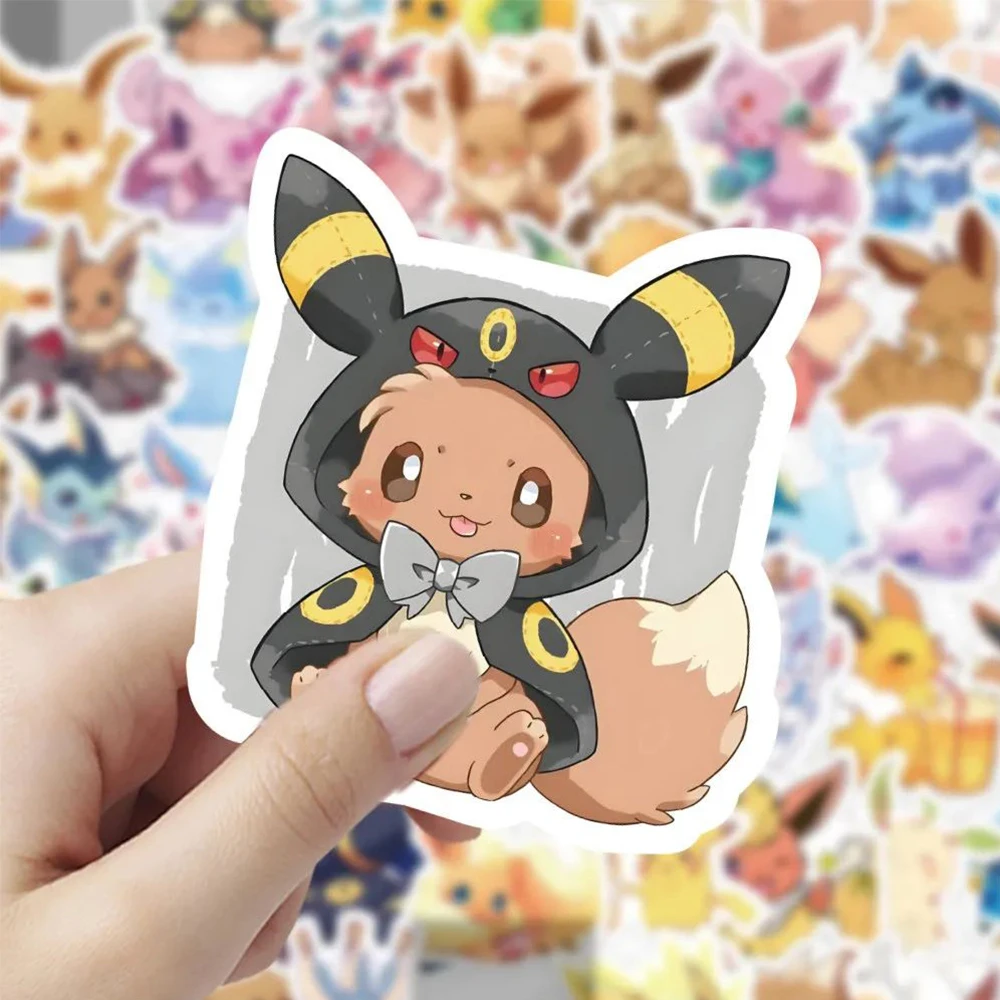 10/30/60 Uds. De pegatinas Kawaii de dibujos animados de Pokemon Eevee para niños, bricolaje, álbum de recortes, teléfono, coche, impermeable, lindos paquetes de pegatinas de Anime