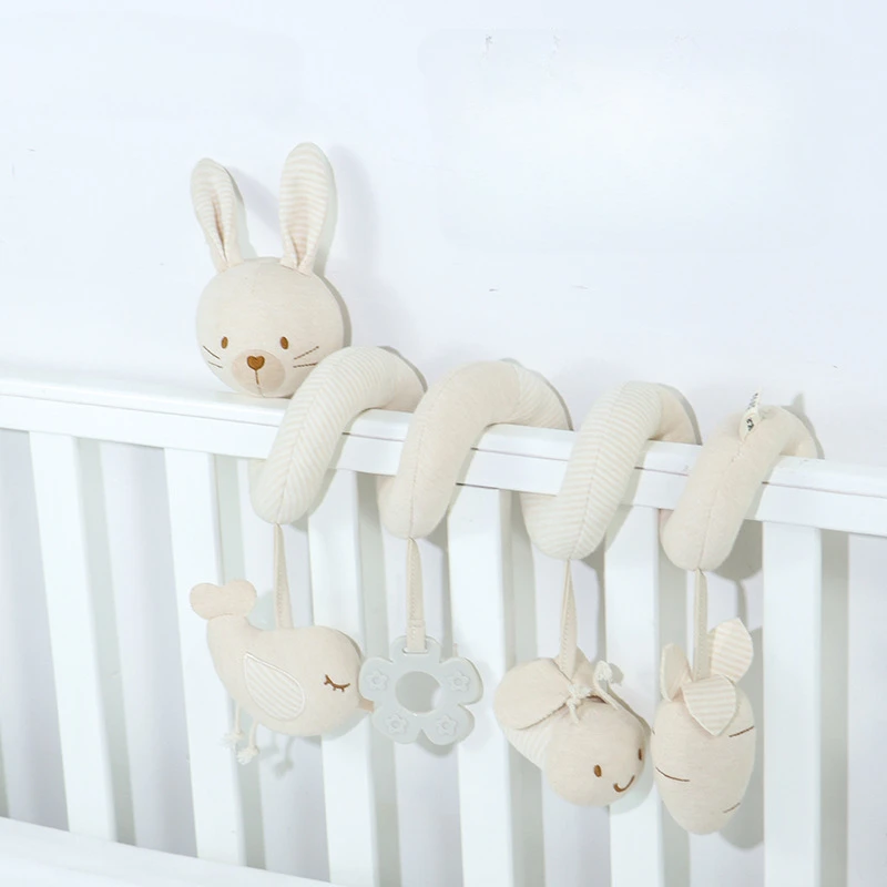Baby Car Seat Toy Activity Spiral Plush Hanging Wrap Around Pram Pushchair Stroller Sensory Early Education Toy for Toddler Gift