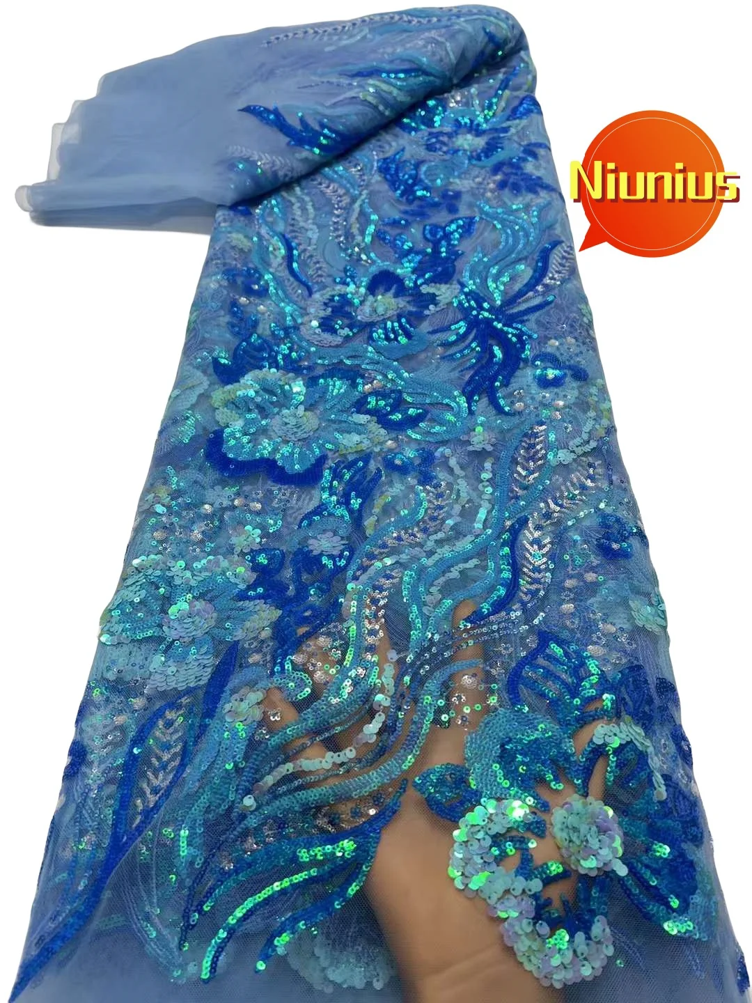 Tela clásica de alta calidad para vestido de fiesta de boda, tejido de lentejuelas de tul bordado delicado, muy suave, novedad de 2024, NN1978_Z