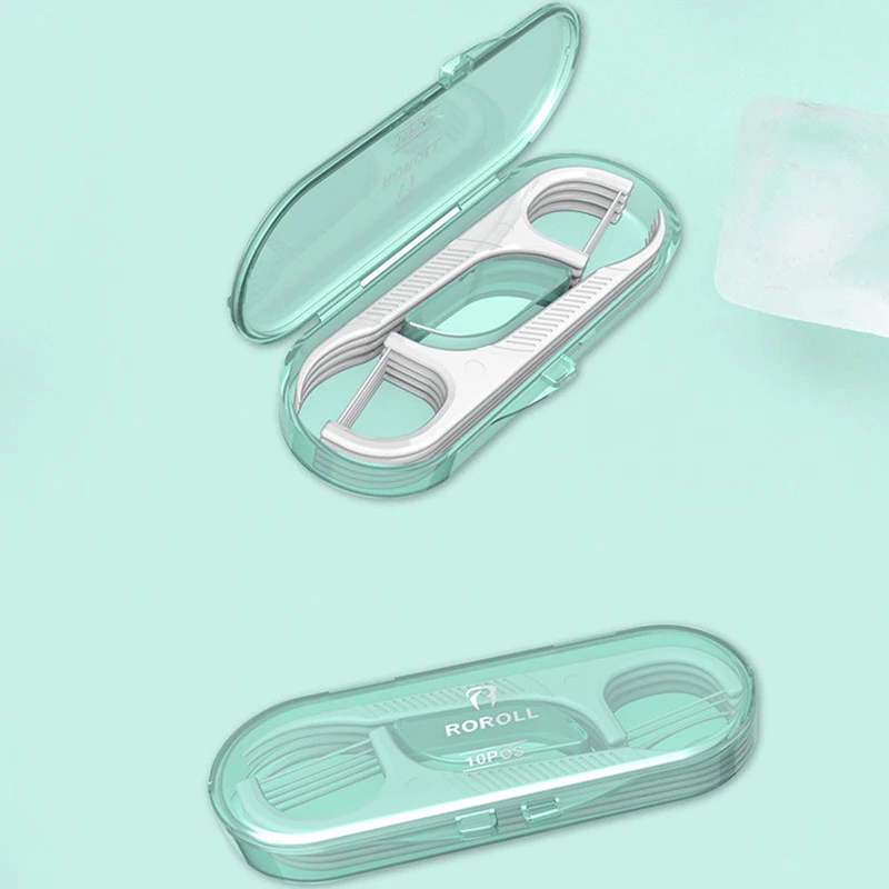 10pcs/box Dental Floss Stick Portable Box Disposable Toothpicks Interdental Brush Floss Deep Teeth Cleaning Dental Floss Random