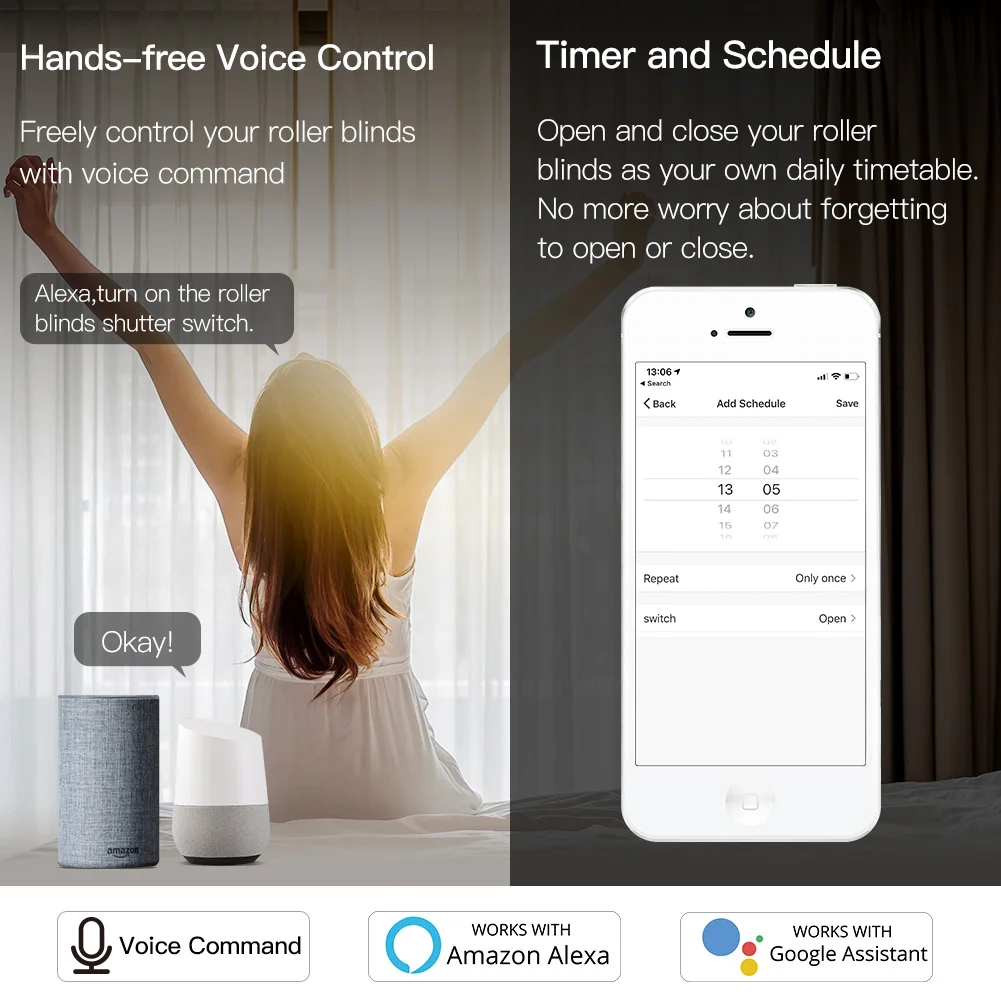MOES WiFi RF433 interruptor de cortina ciega remoto para módulo de control de persiana enrollable eléctrica Tuya Smart Life Google Home Alexa Voice