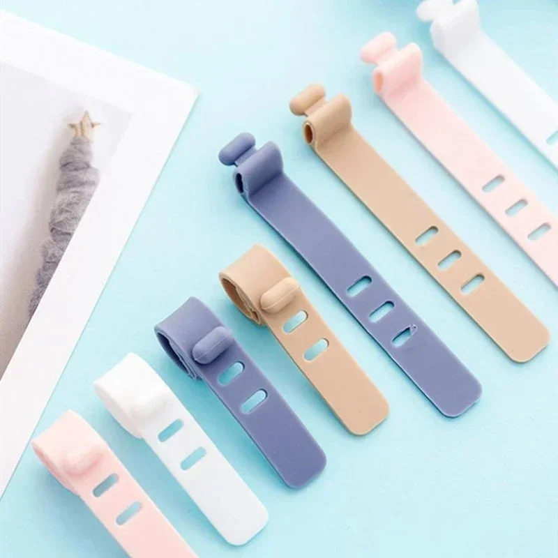 ポータブル再利用可能なシリコンストラップケーブルワインダー Tidy オーガナイザーデスクトップ USB データコードイヤホンワイヤーラインラップタイ管理クリップ