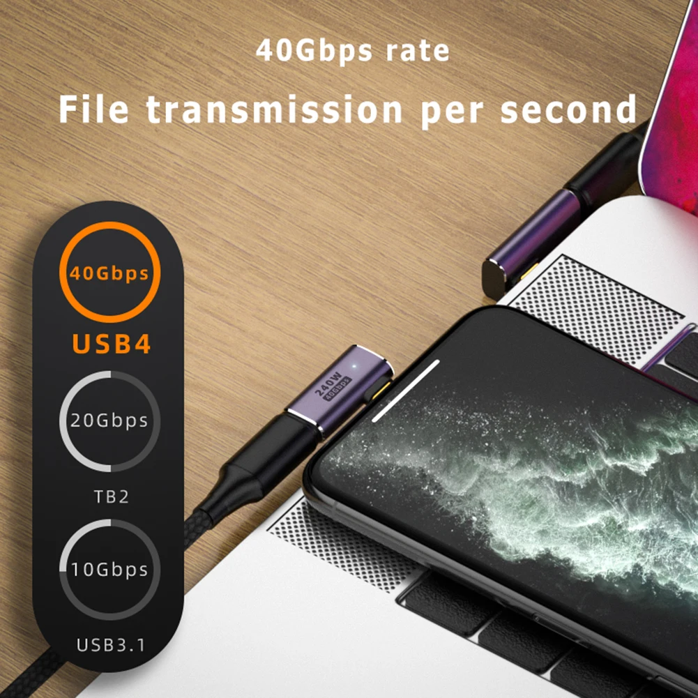 NNBILI 5A Type-C OTG адаптер 240 Вт преобразователь данных быстрой зарядки USB4.0 40 Гбит/с Поддержка 8K 60 Гц USB C 90/180 градусов локтевой адаптер