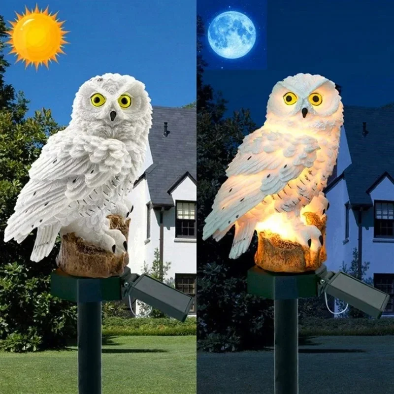 Lampada solare a led Gufo Animale Luci solari da giardino Luce solare ad energia solare Lampada da decorazione per giardino esterno Luci solari impermeabili