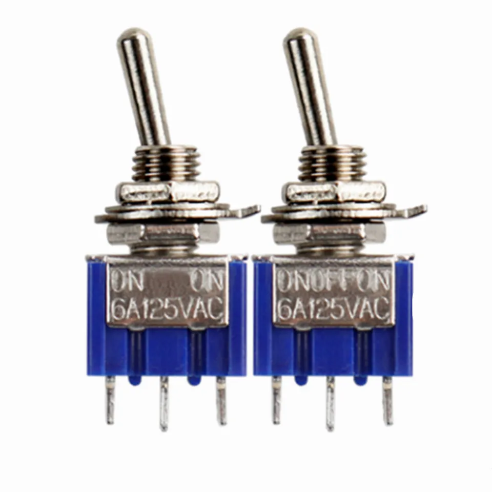 10 Buah/Banyak Biru Mini MTS-102 3-Pin SPDT ON-ON 6A 125VAC Mini Toggle Switch MTS-103 3-Pin ON-OFF-ON