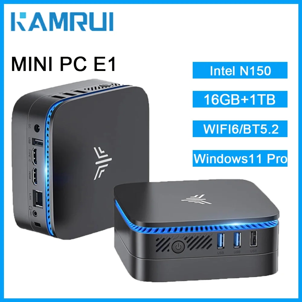 KAMRUI ミニPC Intel Alder Lake N150 16GB RAM 1TB M.2 SSD Windows11Pro WIFI6 BT5.2 ミニデスクトップパソコン 家庭用/仕事用/ビジネス用
