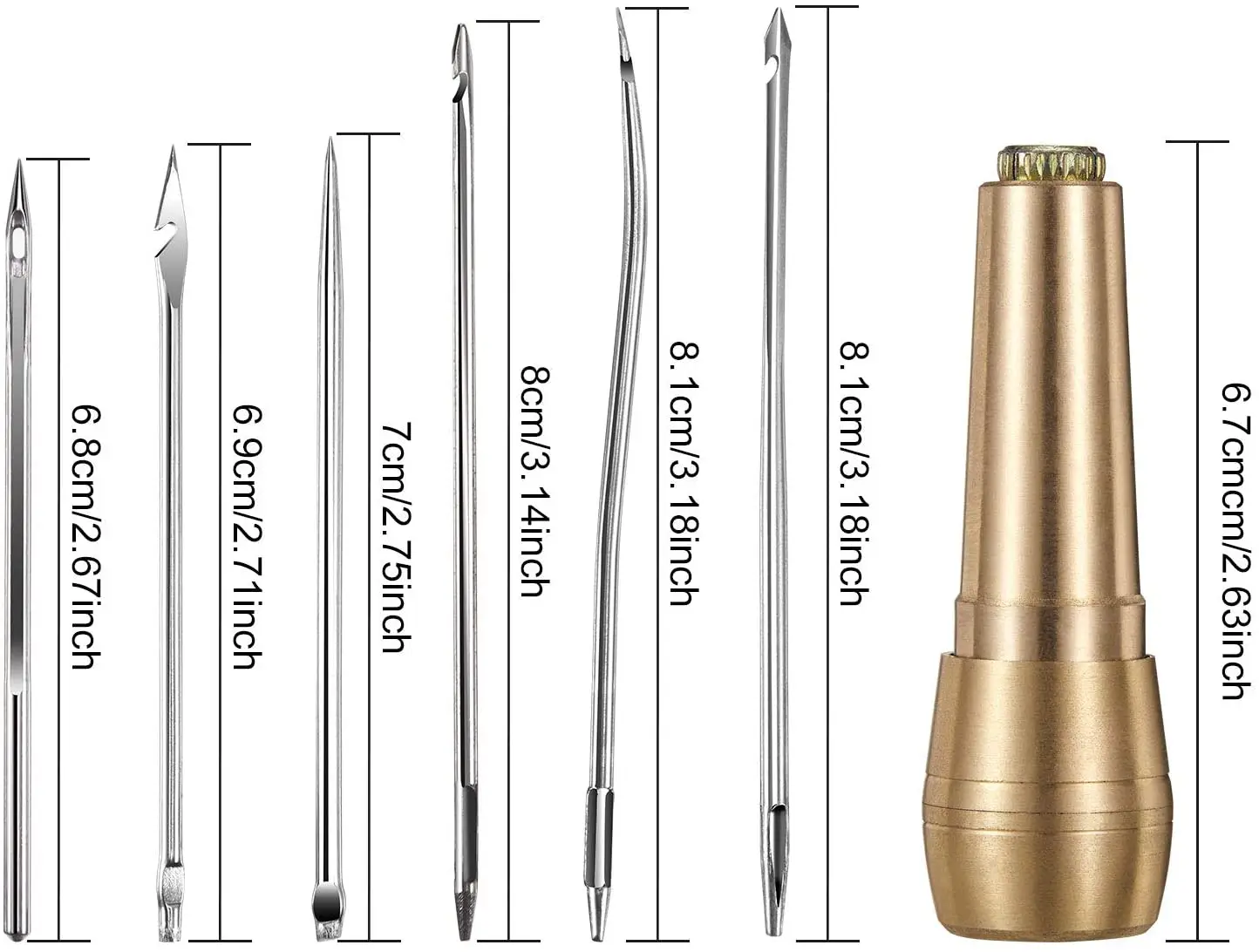 หนังเย็บชุด DIY หนังเย็บผ้า Awl เข็มทองแดงชุดจับหนังผ้าใบเต็นท์รองเท้าซ่อมเครื่องมือด้ายไนลอน