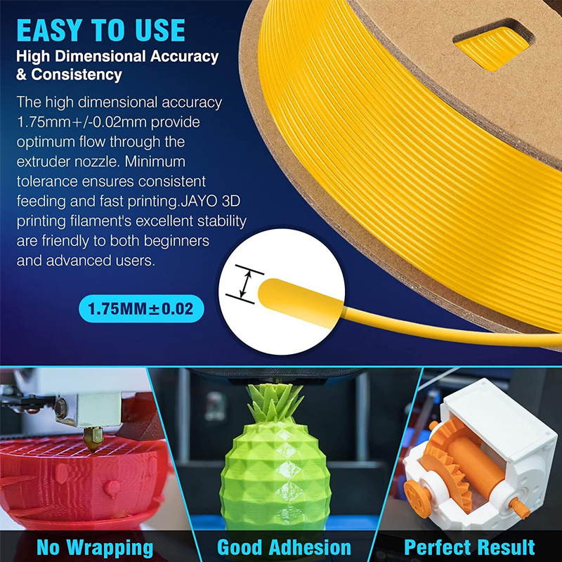 JAYO 3D-Drucker PLA/PETG/PLA PLUS /PLA META /SEIDE/ASB Filament 1,75 mm 2 Rolle 1,1 kg/0,65 kg 3D-Drucker-Filament für 3D-Drucker