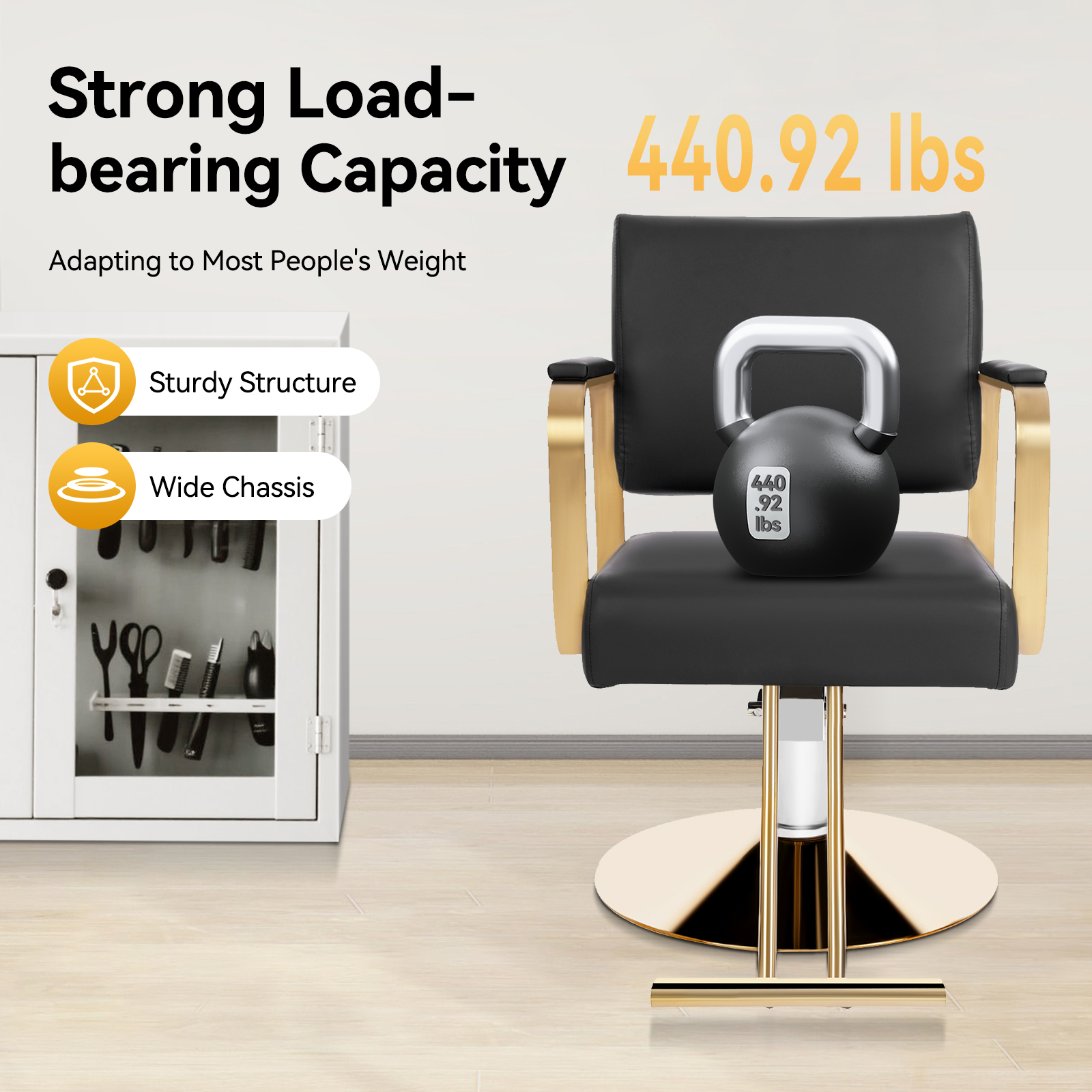 Stylist Chairs for Salon Spa, 360° Rotatable Barber Chair, 440 Lbs Load-bearing Capacity Durable Salon Chair